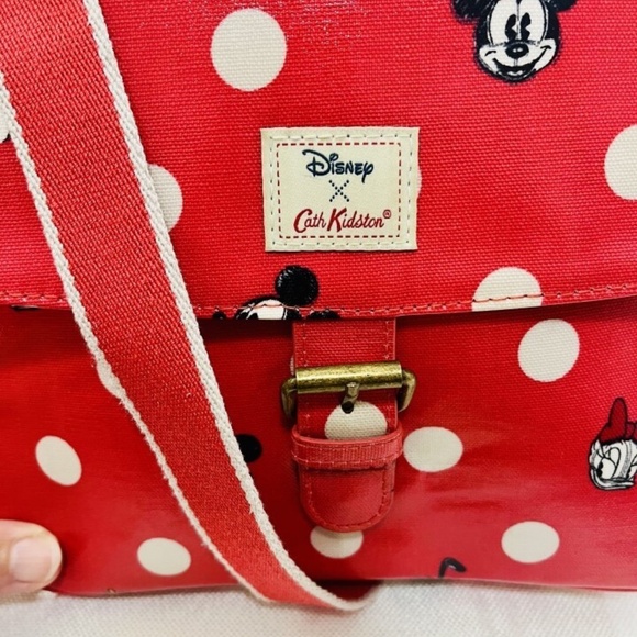 Disney + Cath Kidston Crossbody Red w White polka Dots Mickey Minnie Pluto EUC - Picture 8 of 15